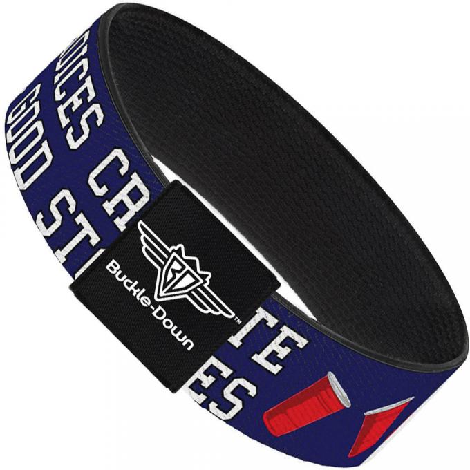 Buckle-Down Elastic Bracelet - Beer Pong BAD CHOICES CREATE GOOD STORIES Blue/White/Red