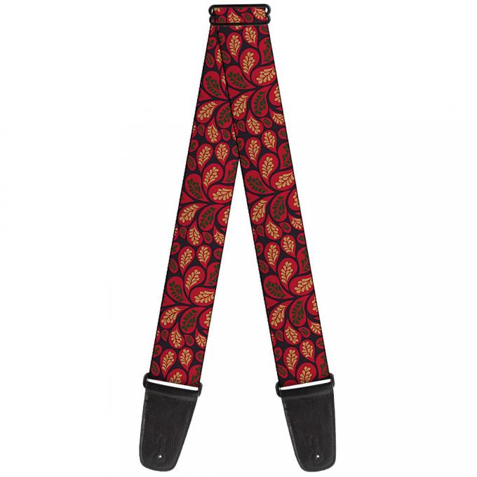 Guitar Strap - Leaves Swirl Navy/Burgundy