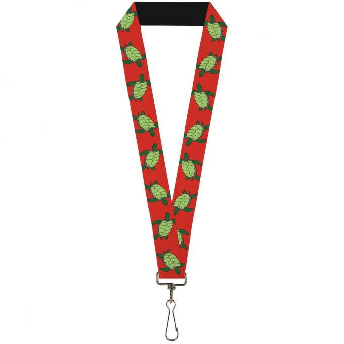Buckle-Down Lanyard - Sea Turtles Red/Green