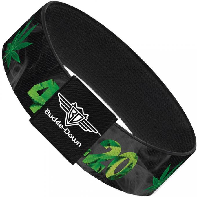 Buckle-Down Elastic Bracelet - 420/Pot Leaf Black/Smoke/Green