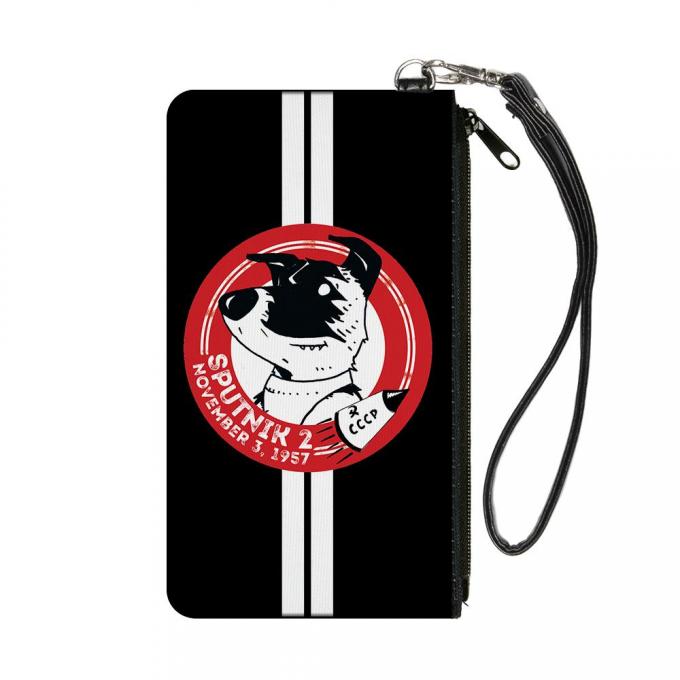 Canvas Zipper Wallet - SMALL - SPUTNIK 2 Laika Dog Black/Red/White