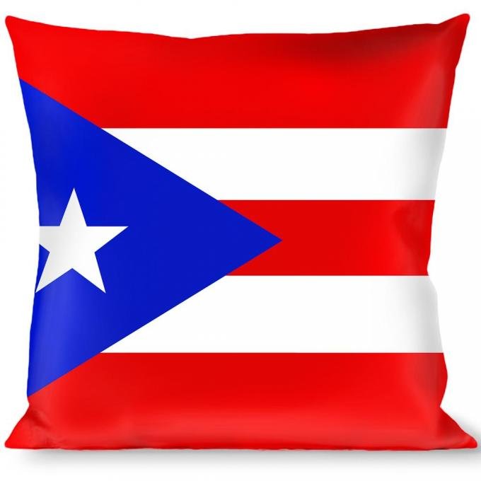 Buckle-Down Throw Pillow - Puerto Rico Flag Repeat/Black