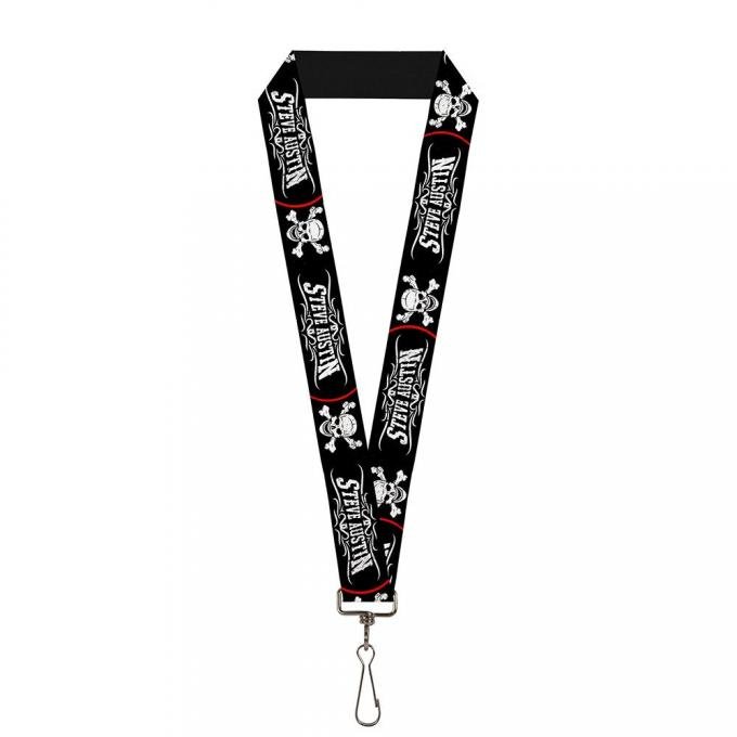 Lanyard - 1.0" -  Stone Cold STEVE AUSTIN/Skull & Cross Bones Black/White/Red