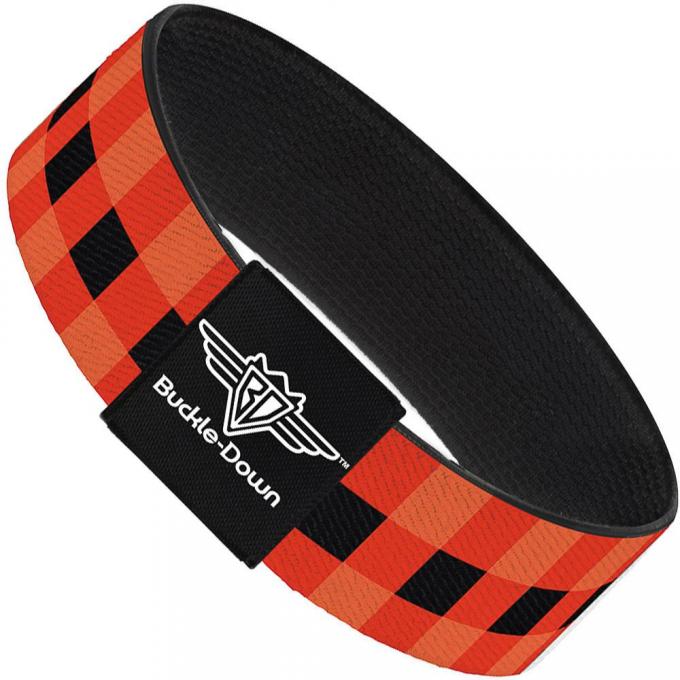 Buckle-Down Elastic Bracelet - Buffalo Plaid Black/Orange