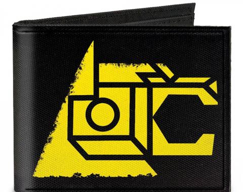 Canvas Bi-Fold Wallet - Voltron Lion Symbol + Logo/Stripe Black/Yellow/Multi Color