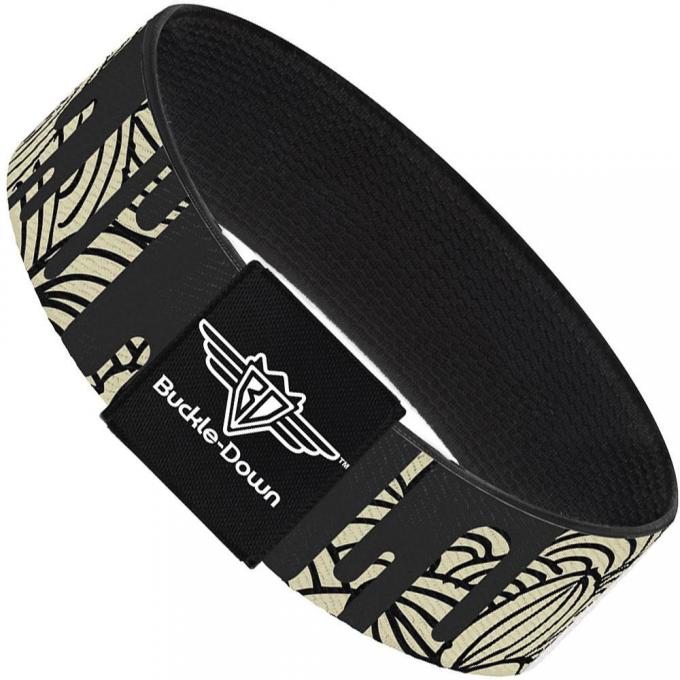 Buckle-Down Elastic Bracelet - Doodle1/Paint Drips Cream/Black