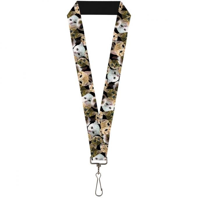 Buckle-Down Lanyard - Kitten Faces Scattered Black