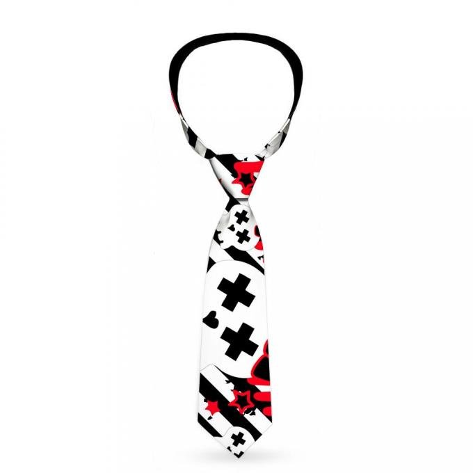 Buckle-Down Necktie - Girlie Skull Black/White w/Red Paint Drips