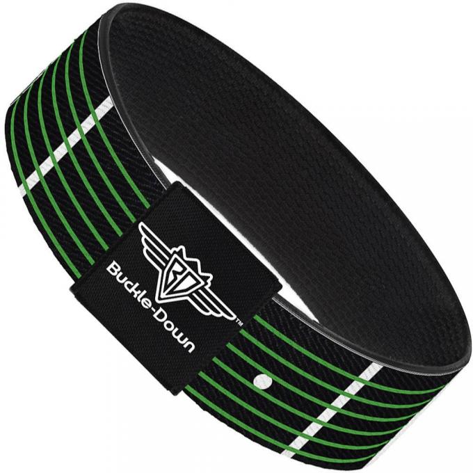 Buckle-Down Elastic Bracelet - Guitar Neck Black/White/Lime Green