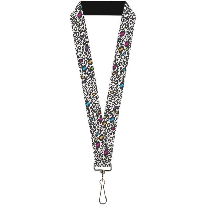 Buckle-Down Lanyard - Leopard White/Black/Multi Color