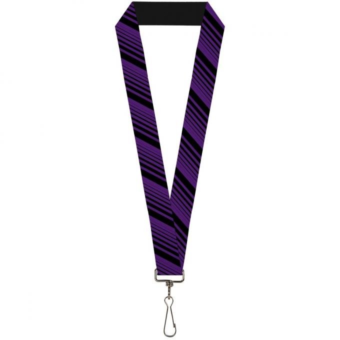 Buckle-Down Lanyard - Diagonal Stripes Black/Purple