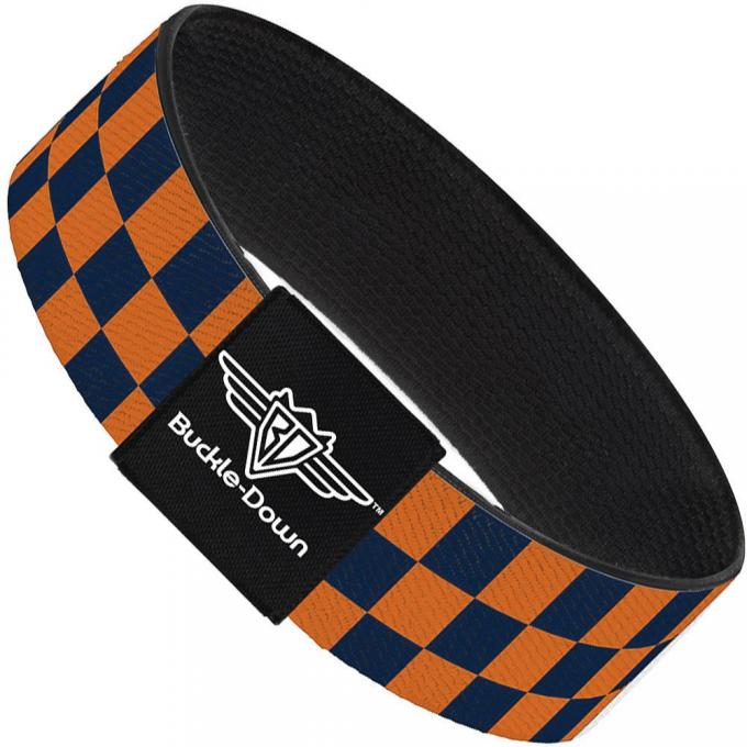 Buckle-Down Elastic Bracelet - Checker Orange/Dark Blue