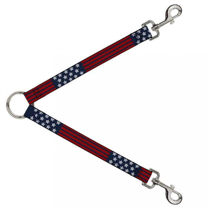 Dog Leash Splitter - Stars & Stripes2 Blue/White/Red