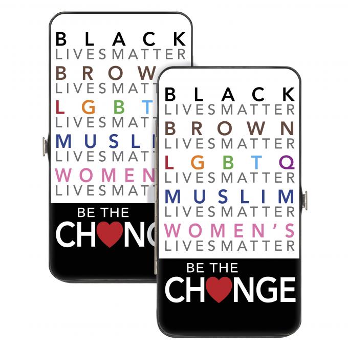 Hinged Wallet - LIVES MATTER-BE THE CHANGE White/Multi Color