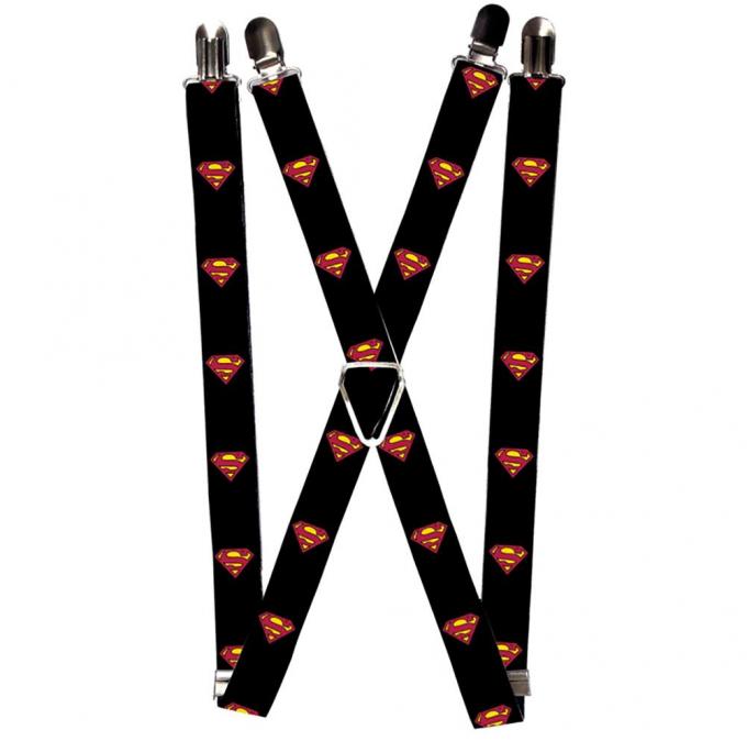 Suspenders - 1.0" - Superman Shield Black