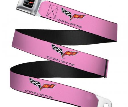 C6 Seatbelt Belt - C6 Logo REPEAT Pink/Black Webbing