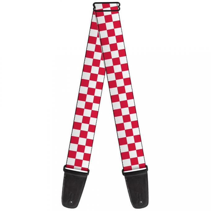 Guitar Strap - Checker Crimson/White