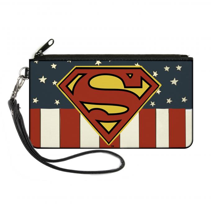 Canvas Zipper Wallet - SMALL - Superman Shield Americana Red/White/Blue/Yellow