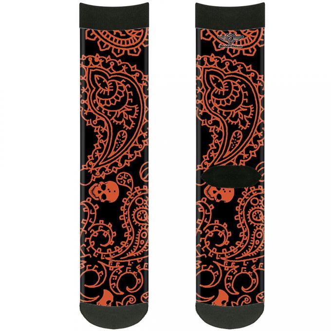 Sock Pair - Polyester - Bandana/Skulls Black/Orange - CREW