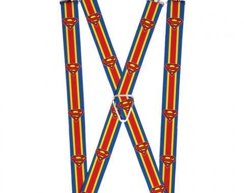 Suspenders - 1.0" - Superman Shield/Stripe Blue/Yellow/Red