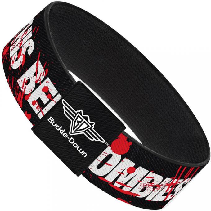 Buckle-Down Elastic Bracelet - ZOMBIES RUINED THIS BELT Black/White/Red Splatter