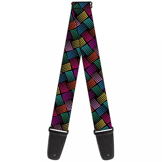 Guitar Strap - Halftone Blocks Charcoal/Pinks/Greens/Orange/Yellow