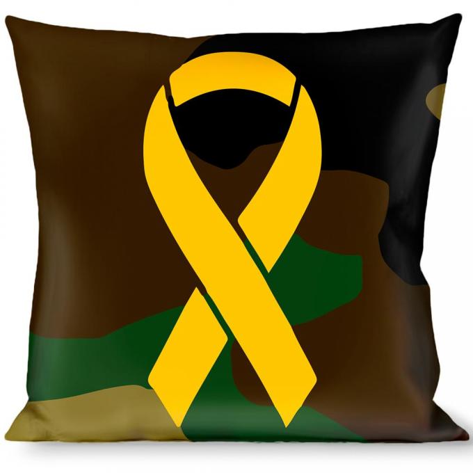 Buckle-Down Throw Pillow - Support Our Troops Camo Olive/Yellow Ribbon