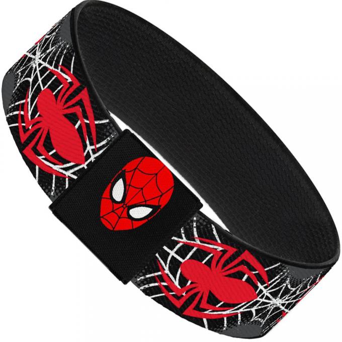 2017 MARVEL SPIDERMAN Elastic Bracelet - 1.0" - Spider Logo4/Spider Webs Halftone Gray/Black/White/Red
