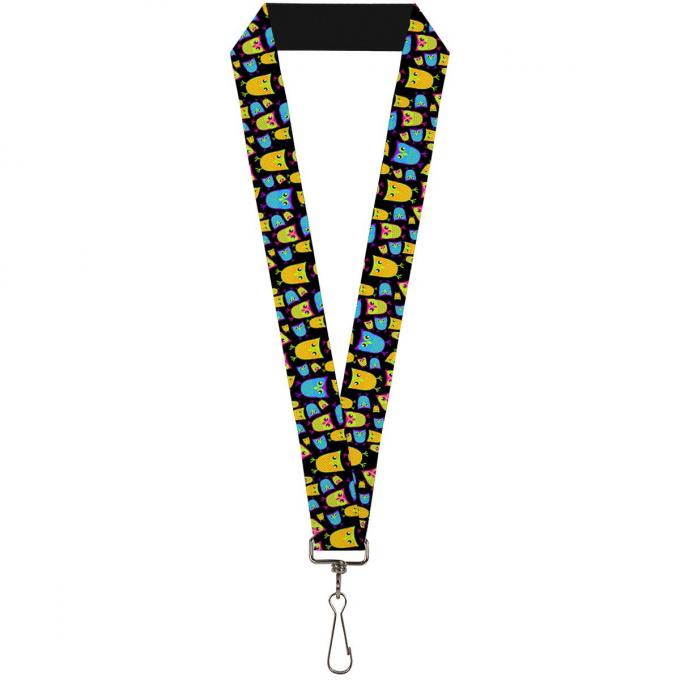 Buckle-Down Lanyard - Owls Black/Multi Neon