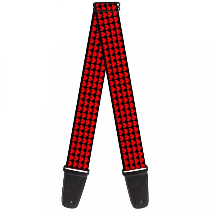 Guitar Strap - Mini Hearts Black/Red