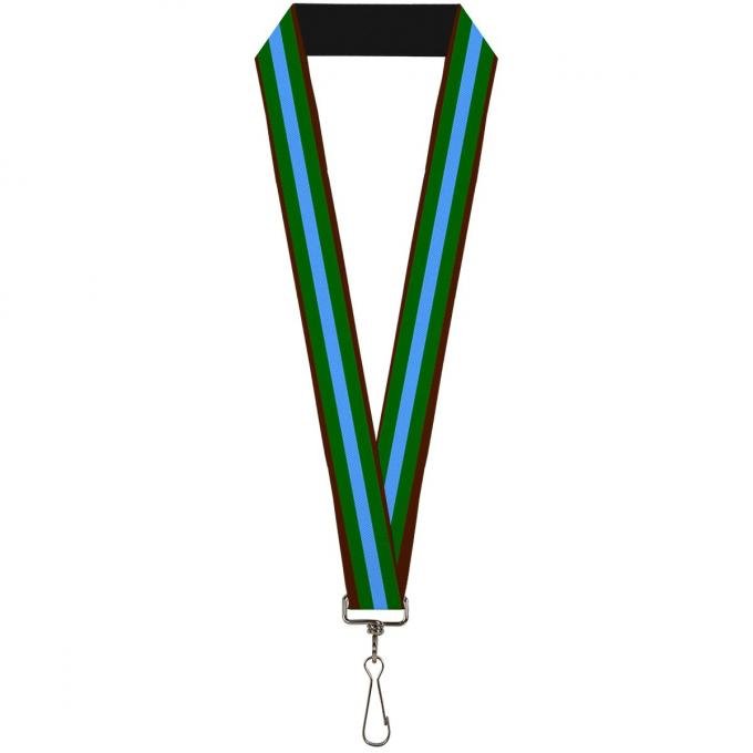 Buckle-Down Lanyard - Stripes Brown/Green/Baby Blue