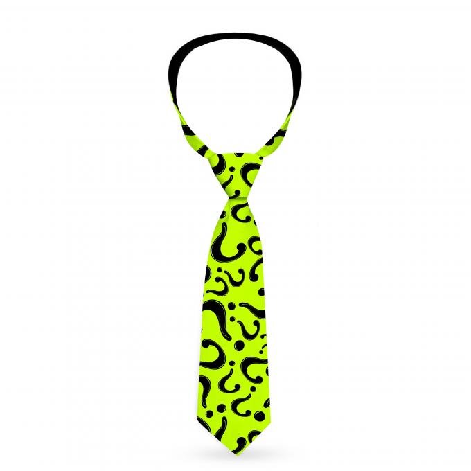 Necktie Standard - Riddler "?" Scattered Lime Green/Black