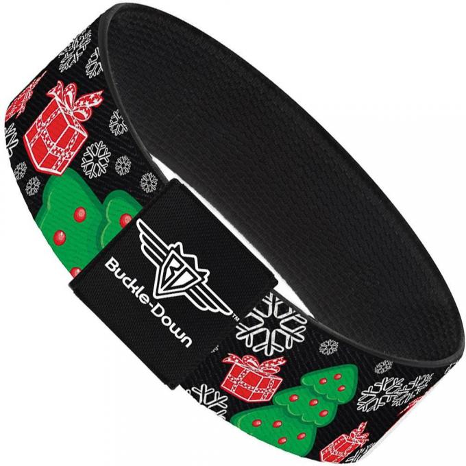 Buckle-Down Elastic Bracelet - Christmas Collage Black/White/Green/Red