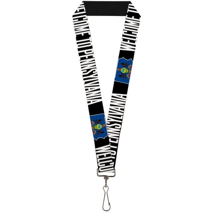 Buckle-Down Lanyard - Pennsylvania Flag Silhouette WELCOME TO PENNSYLVANIA