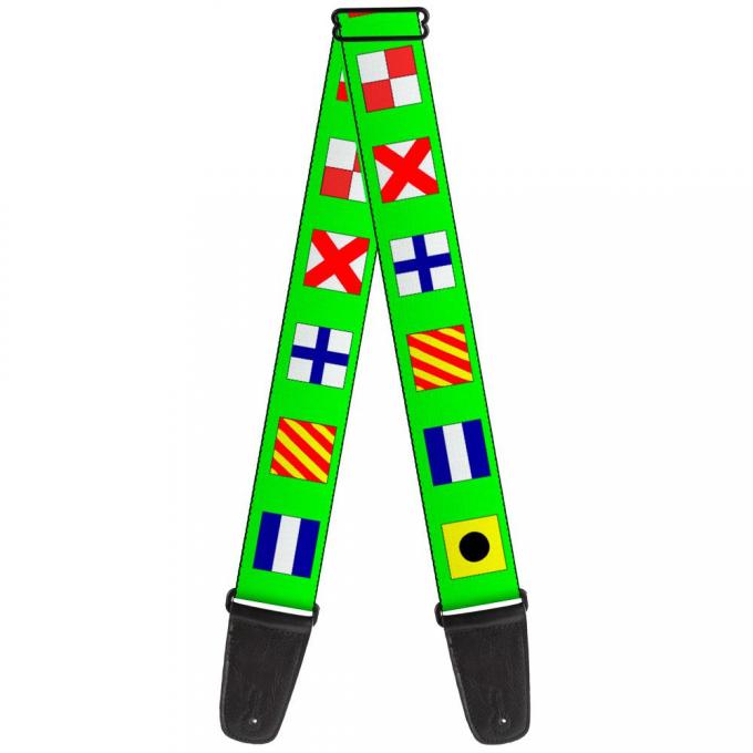 Guitar Strap - Nautical Flags Green/Multi Color