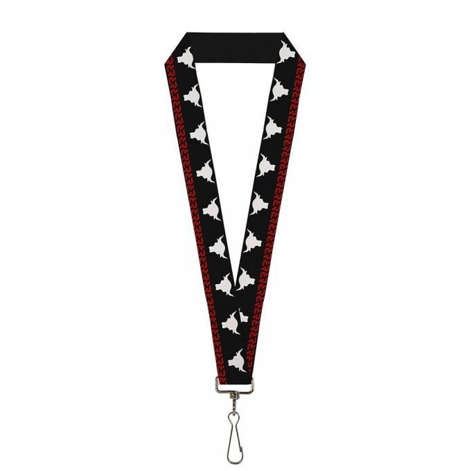 Lanyard - 1.0" - The Rock Bull Icon2/"R" Icon Stripe Black/White/Red