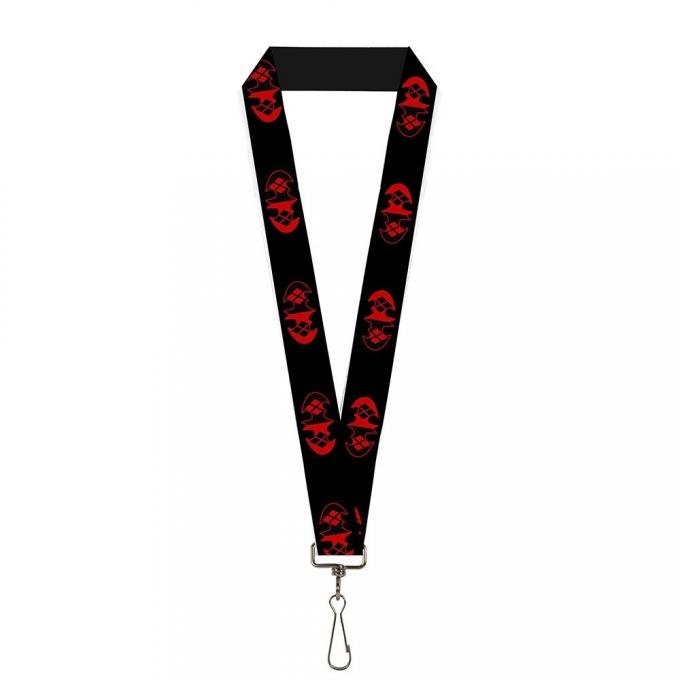 Lanyard - 1.0" - Bat Logo/Harley Quinn Diamonds Black/Red
