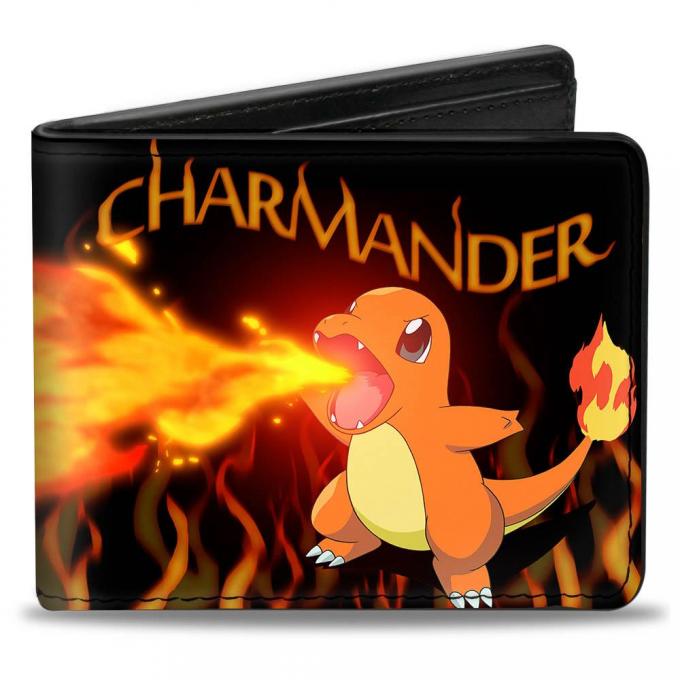 Bi-Fold Wallet - CHARMANDER Blaze Pose/Flames Black/Oranges