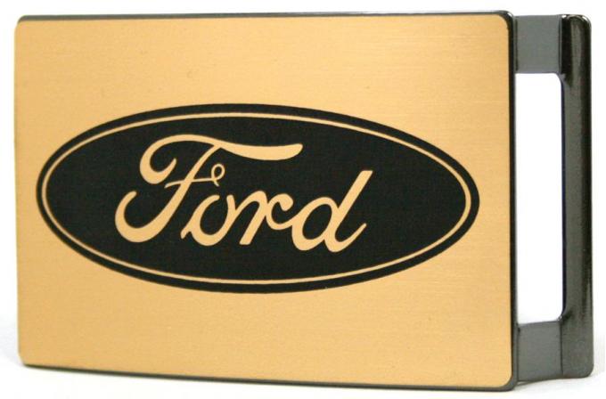 Ford Oval Rock Star Buckle - Brushed Gold/Black