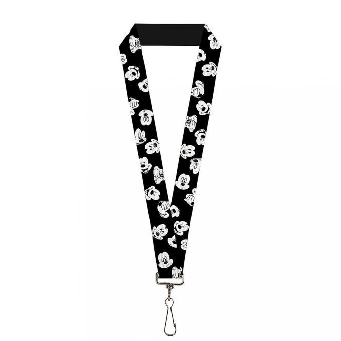 Lanyard - 1.0" - Mickey Mouse Expressions Scattered Black/White