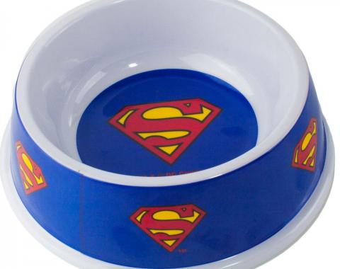 Single Melamine Pet Bowl - 7.5” (16oz) - Superman Shield Blue