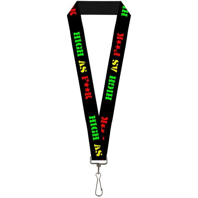 Buckle-Down Lanyard - HIGH AS F**K Black/Green/Yellow/Red