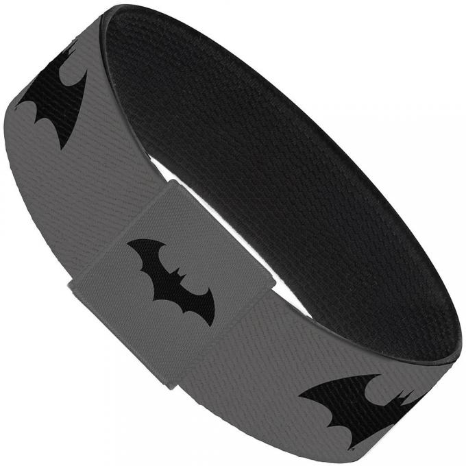 Elastic Bracelet - 1.0" - Retro Bat Logo Gray/Black