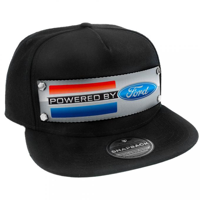 Embellishment Trucker Hat BLACK - Full Color Strap - POWERED BY FORD Stripe/Oval Gray/Red/Black/Blue