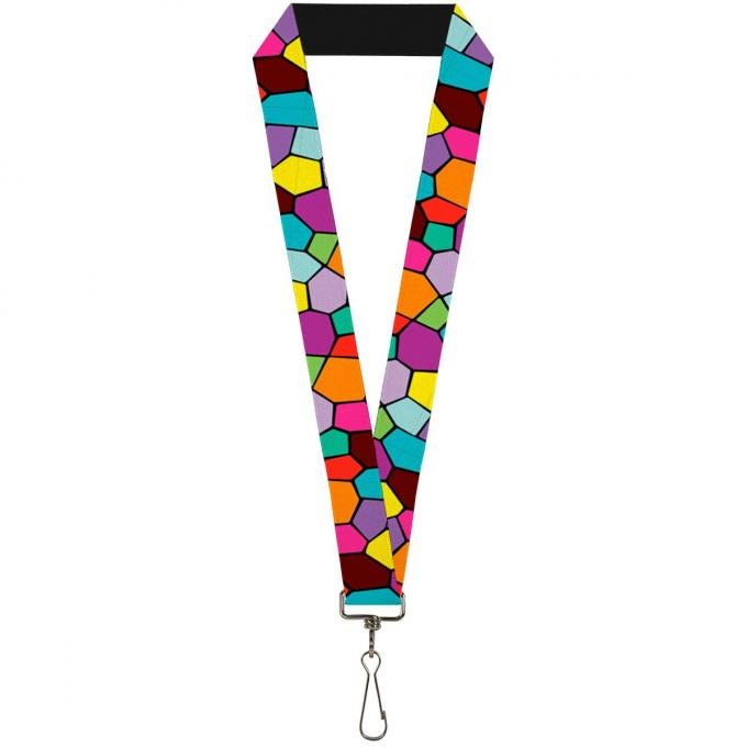 Buckle-Down Lanyard - Stained Glass Mosaic2 Multi Color/Navy