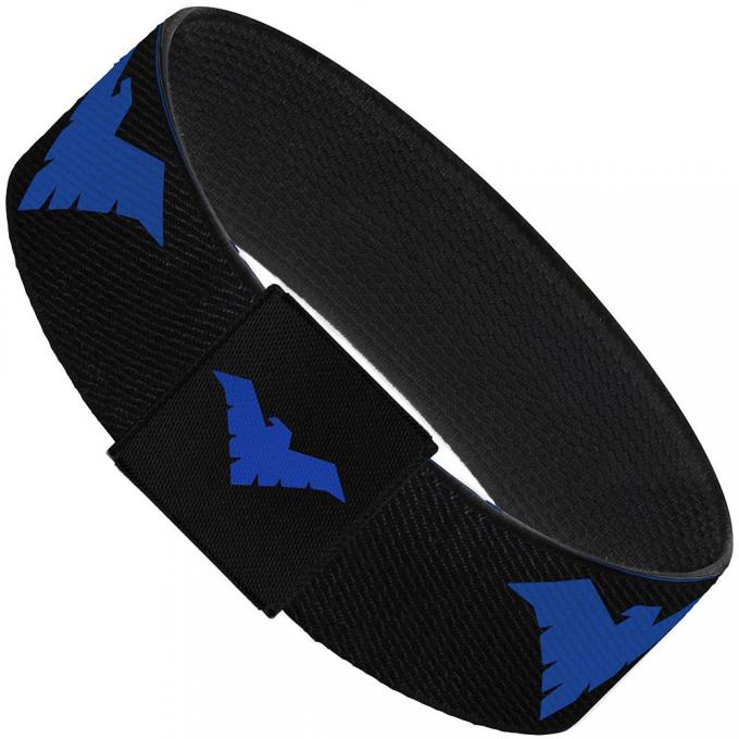 Elastic Bracelet - 1.0" - Nightwing Logo Black/Blue