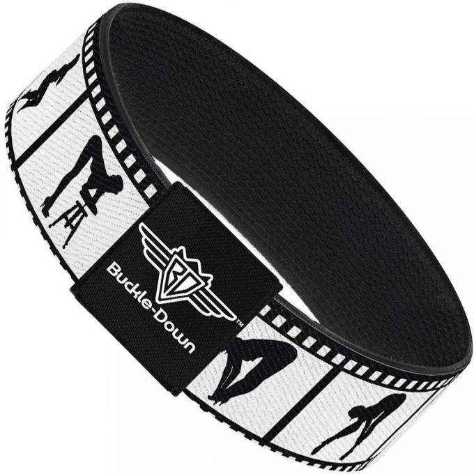 Buckle-Down Elastic Bracelet - Girls Posing Film Strip White/Black