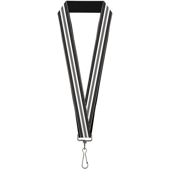 Buckle-Down Lanyard - Striped Black/Gray/White