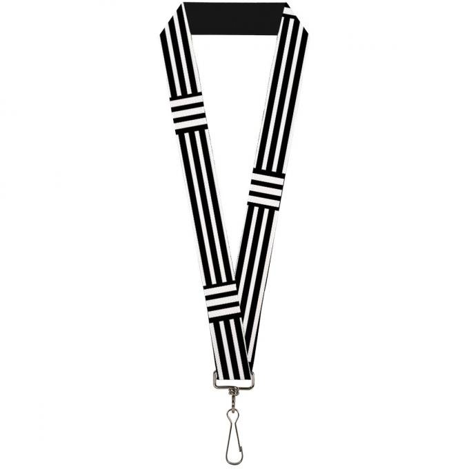 Buckle-Down Lanyard - Stripe Blocks Black/White