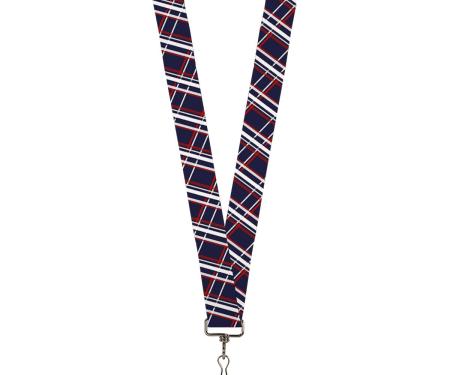 Buckle-Down Lanyard - Plaid X Blue/White/Red